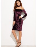 Bardot Velvet Dress With Choker