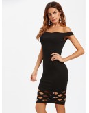 Laser Cut Hem Form Fitting Dress