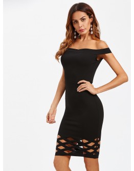 Laser Cut Hem Form Fitting Dress