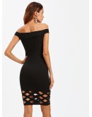 Laser Cut Hem Form Fitting Dress