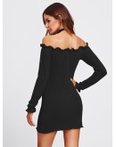 Lettuce Edge Trim Bardot Knit Dress