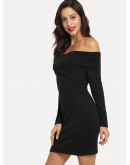 Off Shoulder Solid Dress