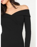 Foldover Off Shoulder Pencil Dress