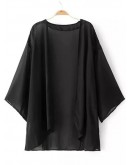 Black Elbow Sleeve Cardigan Kimono