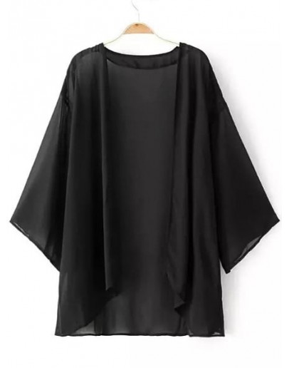 Black Elbow Sleeve Cardigan Kimono