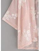 Flower Embroidered Semi-Sheer Kimono