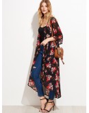 Floral Longline Chiffon Kimono