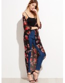 Floral Longline Chiffon Kimono