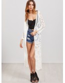 Embroidered Mesh Longline Kimono