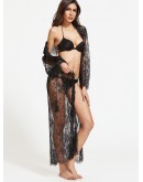 Sheer Drawstring Lace Kimono