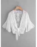 Bell Sleeve Sheer Mesh Beach Kimono