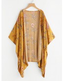 Floral Print Random Asymmetric Hem Kimono