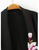 Shawl Collar Embroidered Flower Kimono