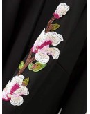 Shawl Collar Embroidered Flower Kimono