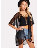 Open Front Sheer Mesh Kimono