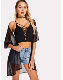 Open Front Sheer Mesh Kimono