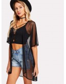 Open Front Sheer Mesh Kimono