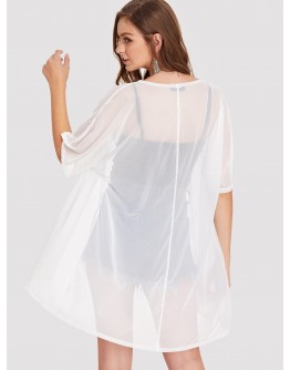 Half Sleeve Sheer Longline Kimono