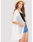 Half Sleeve Sheer Longline Kimono