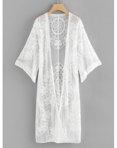 Lace Sheer Mesh Kimono