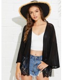 Lace Trim Glitter Kimono