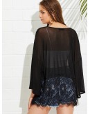 Lace Trim Glitter Kimono