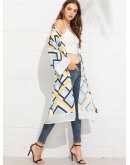 Geo Print Self Tie Waist Kimono