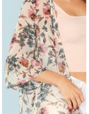 Flounce Sleeve Floral Kimono