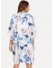 Botanical Print Open Front Longline Kimono