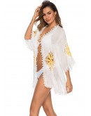 Lace Trim Cut-out Crochet Detail Kimono