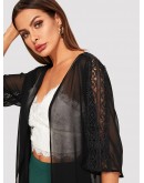 Lace Insert Mesh Kimono