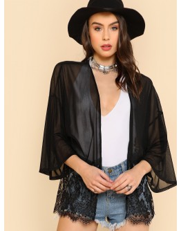 Floral Lace Bottom Kimono