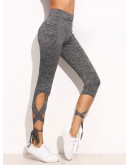 Light Grey High Waist Criss Cross Tie Leggings