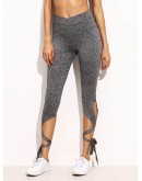 Light Grey High Waist Criss Cross Tie Leggings