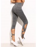 Light Grey High Waist Criss Cross Tie Leggings