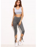 Light Grey High Waist Criss Cross Tie Leggings