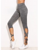 Light Grey High Waist Criss Cross Tie Leggings