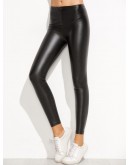 Elastic Waist PU Skinny Leggings