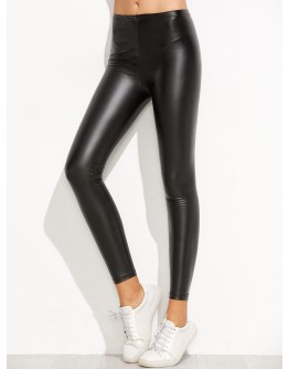 Elastic Waist PU Skinny Leggings