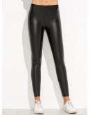 Elastic Waist PU Skinny Leggings