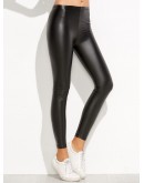 Elastic Waist PU Skinny Leggings