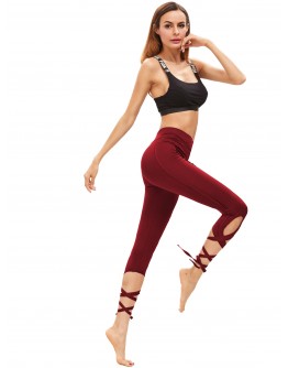 Crisscross Tie Fitness Elastic Leggings