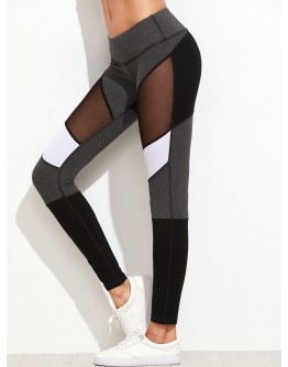 Color Block Mesh Insert Leggings