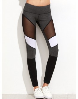 Color Block Mesh Insert Leggings