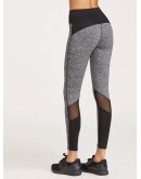 Contrast Marled Knit Mesh Insert Leggings