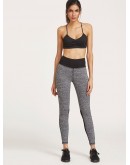 Contrast Marled Knit Mesh Insert Leggings