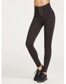 Lace Up Wide Waistband Leggings