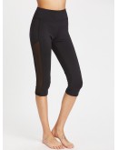 Wide Waistband Mesh Panel Crop Leggings