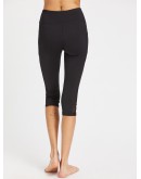 Wide Waistband Mesh Panel Crop Leggings