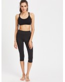 Wide Waistband Mesh Panel Crop Leggings